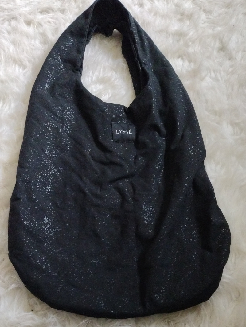 Lysse Black Glitter Hobo Tote
